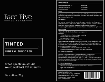 Package Label (Face 5 Llc Tinted Mineral Sunscreen)